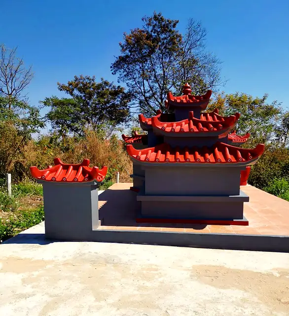 Hillside Chinese tomb with joss-paper burner