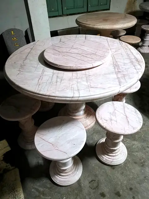 Round marble table with lazy Susan