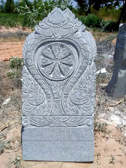 Thai-style granite headstone with Thai pattern