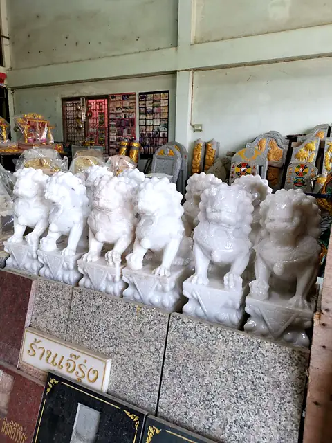White marble lions in stock